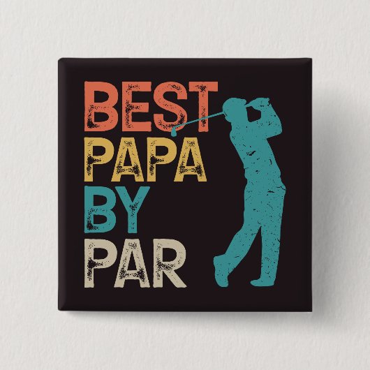 Retro Golfer - Beste Papa Par Button (Vorderseite)