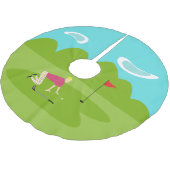 Retro Golfer Christmas Tree Skirt Polyester Weihnachtsbaumdecke (Schrägansicht)