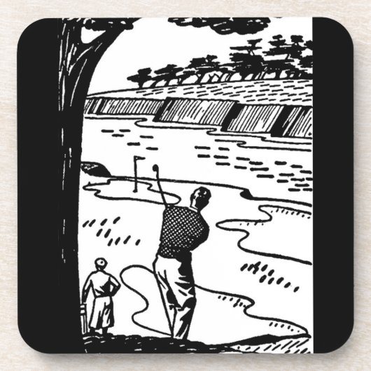 Retro-Golfer Getränkeuntersetzer (Vorderseite)