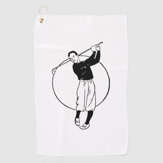 Retro Golfer Golfhandtuch (Vorderseite)