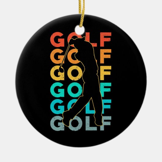 Retro Golfer Keramik Ornament (Vorne)