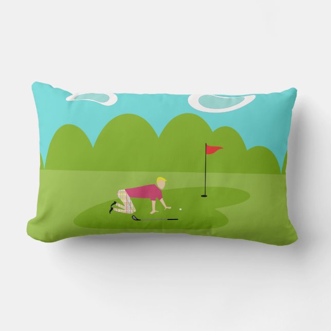 Retro Golfer Lumbar Pillow Lendenkissen (Vorderseite)