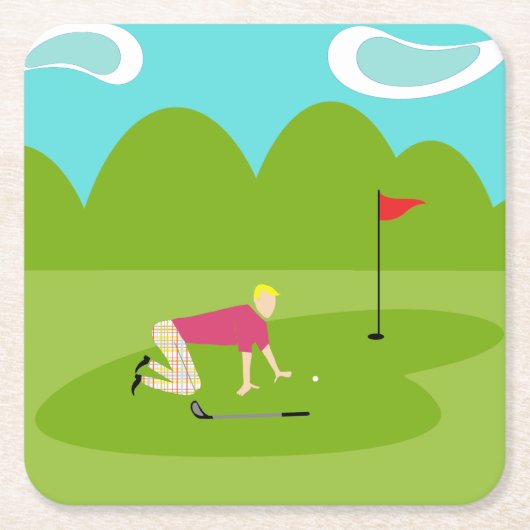 Retro Golfer Paper Untersetzer (Vorderseite)