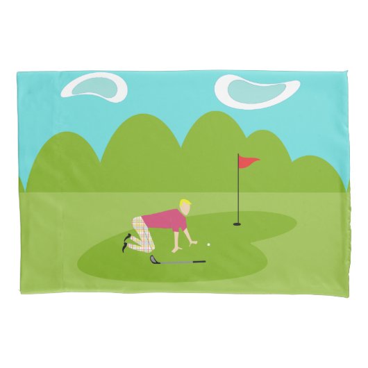 Retro Golfer Pillowcase Kissenbezug (Vorderseite)