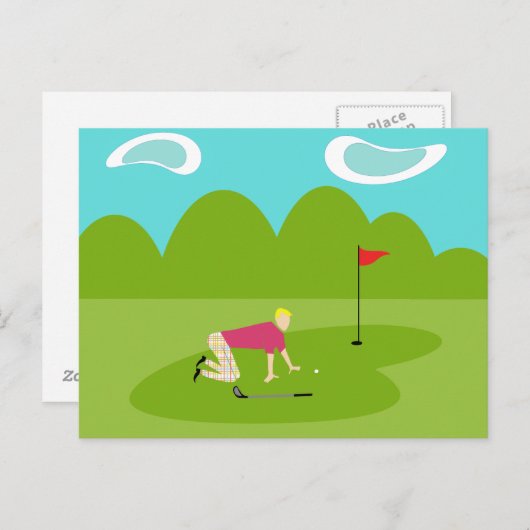 Retro Golfer Postkarte (Vorne/Hinten)