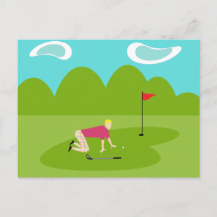 Retro Golfer Postkarte