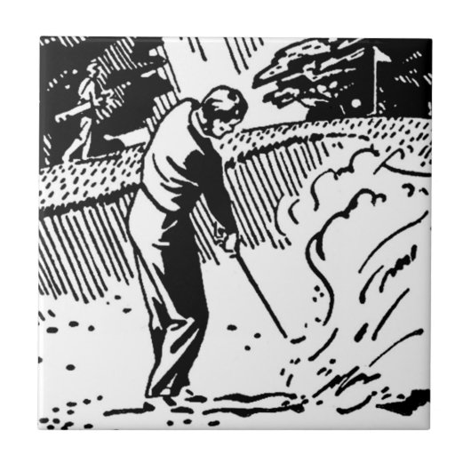 Retro Golfer Sand Trap Fliese (Vorderseite)
