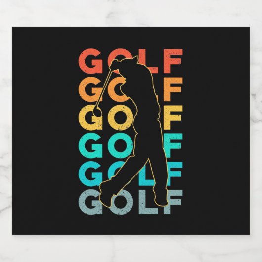 Retro Golfer Schaumweinetikett (Einzelnes Label)