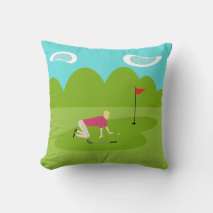 Retro Golfer Throw Kissen