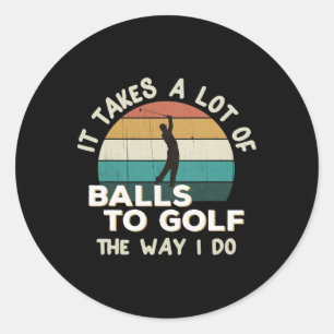 Retro-Golfer-Witz-Spaß-vintage-Sonnenuntergang-bei Runder Aufkleber