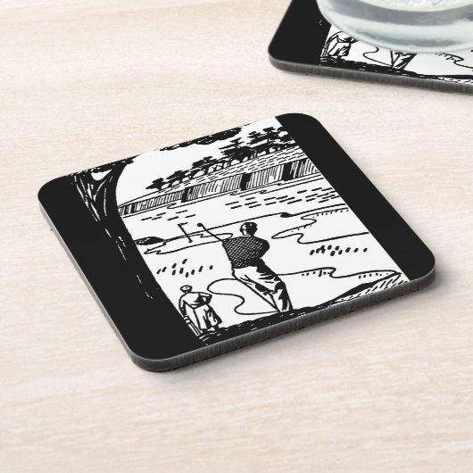 Retro Golfers Getränkeuntersetzer (Linke Seite)