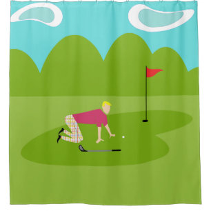 Retro Golfspieler-Duschvorhang Duschvorhang