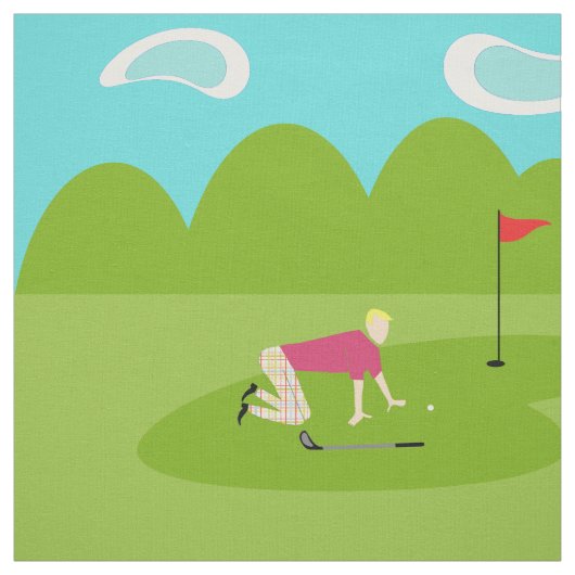 Retro Golfspieler-Gewebe Stoff (Muster)