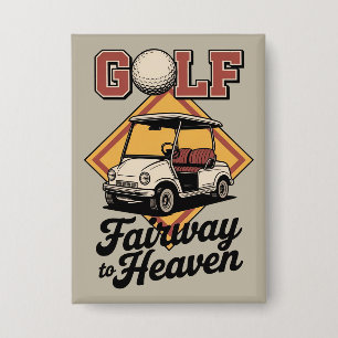 Retro-Golfwagen Fairway To Heaver Lustiger Golfspo Button