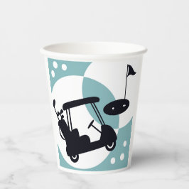 Retro-Golfwagen in Schwarz & Blau Pappbecher