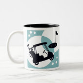 Retro-Golfwagen in Schwarz & Blau Zweifarbige Tasse (Links)