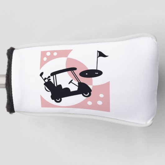 Retro-Golfwagen in schwarz & rosa Golf Headcover (Vorderseite)