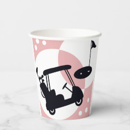 Retro-Golfwagen in schwarz & rosa Pappbecher