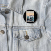 Retro-Gondelboote mit Venedig Skyline Italien Button (Beispiel)