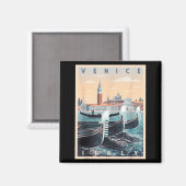 Retro-Gondelboote mit Venedig Skyline Italien Magnet (Vorderseite/Rückseite)