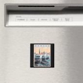 Retro-Gondelboote mit Venedig Skyline Italien Magnet (In Situ (Geschirrspüler))