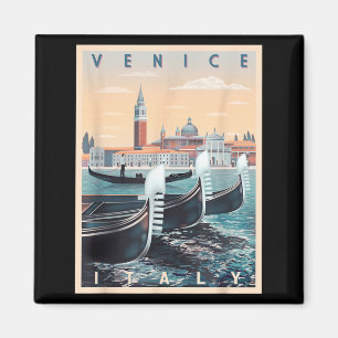 Retro-Gondelboote mit Venedig Skyline Italien Magnet