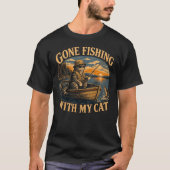 Retro Gone Fishing Katze Design T-Shirt (Vorderseite)
