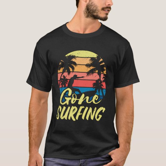 Retro Gone Surfing Wassersport Surfbrett Surfer T-Shirt (Vorderseite)