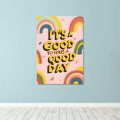 Retro "Good Day" Motivational Quote Rainbow Print Leinwanddruck (Insitu (Holzboden))