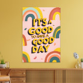 Retro "Good Day" Motivational Quote Rainbow Print Leinwanddruck (Insitu (Wohnzimmer))