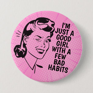 Retro Good Girl Knopf Button
