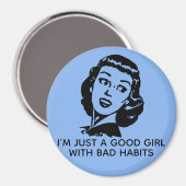 Retro Good Girl Quote Magnet (Vorderseite/Rückseite)
