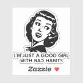 Retro Good Girl Vinyl Sticker (Blatt)