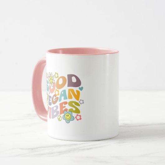Retro Good Vegan Vibes Tasse (Vorderseite Links)