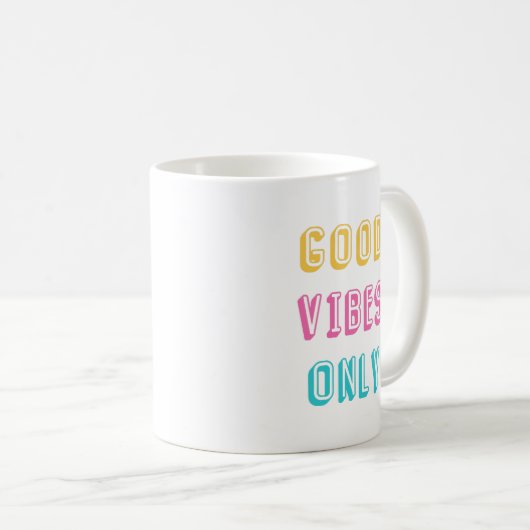 Retro Good Vibes only Farbige Typografie Kaffeetasse (VorderseiteRechts)