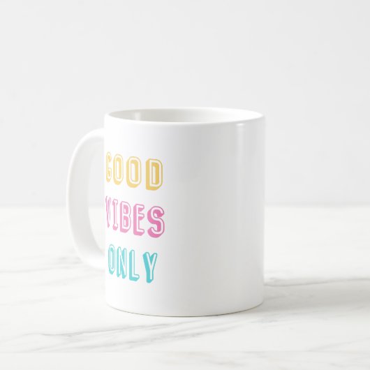 Retro Good Vibes only Farbige Typografie Kaffeetasse (Vorderseite Links)
