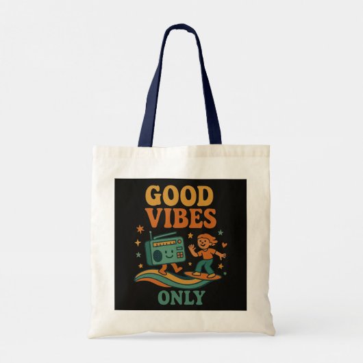 Retro "Good Vibes Only" Fun & Positive Tote Bag Tragetasche (Rückseite)