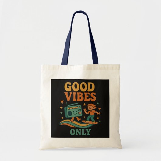 Retro "Good Vibes Only" Fun & Positive Tote Bag Tragetasche (Vorne)