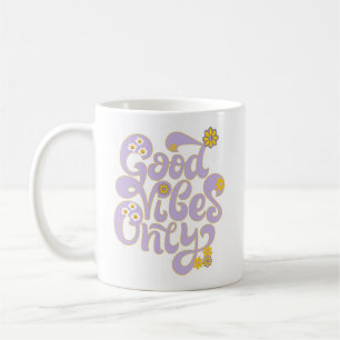 Retro Good Vibes only Gänseblümchen Lila Gelb Kaffeetasse