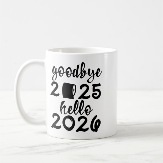 Retro Goodbye 2025 Hello 2026 Happy New Year Party Kaffeetasse (Links)