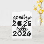 Retro Goodbye 2025 Hello 2026 Happy New Year Party Karte (Gelbe Blume)