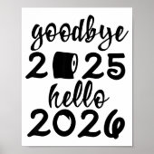Retro Goodbye 2025 Hello 2026 Happy New Year Party Poster (Vorne)