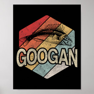 Retro Googan Fisch Angeln Vintage Sonnenuntergang Poster