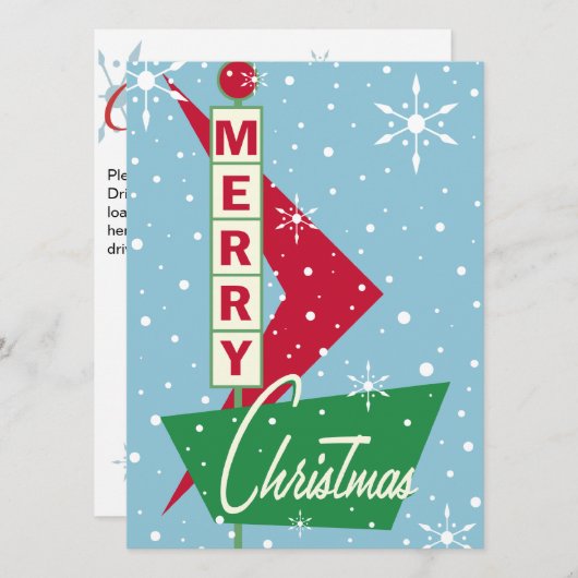 Retro Googie Sign Weihnachten Party Einladung (Vorne/Hinten)