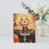 Retro Gorgeous Blond Woman Postkarte (Stehend Vorderseite)