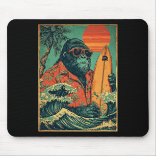 Retro Gorilla Surfer Hawaiianisches Tier Surft am  Mousepad