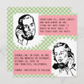 Retro Gossip Couple Speichern Sie die Datumskarten Einladung (Vorne/Hinten)