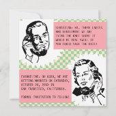 Retro Gossip Couple Speichern Sie die Datumskarten Einladung (Vorderseite)