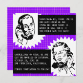 Retro Gossip Couple Speichern Sie die Datumskarten Save The Date (Vorne/Hinten)