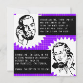 Retro Gossip Couple Speichern Sie die Datumskarten Save The Date (Vorderseite)